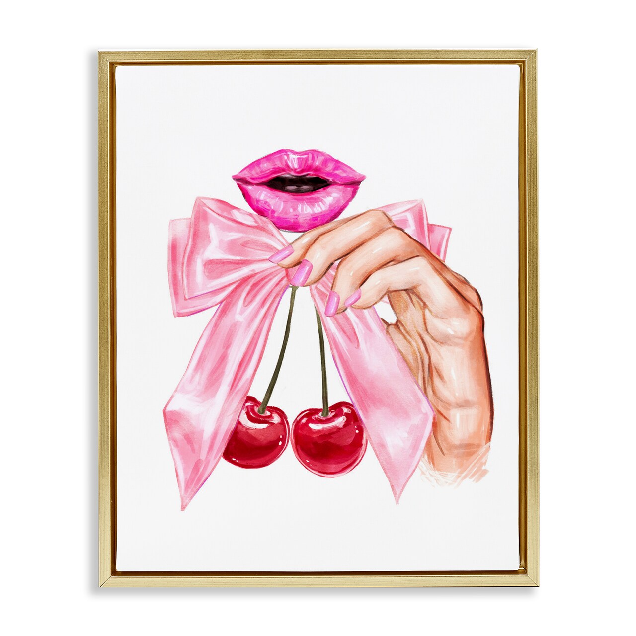 Stupell Industries Lips & Feminine Cherries Floating Frame, design by Ziwei Li